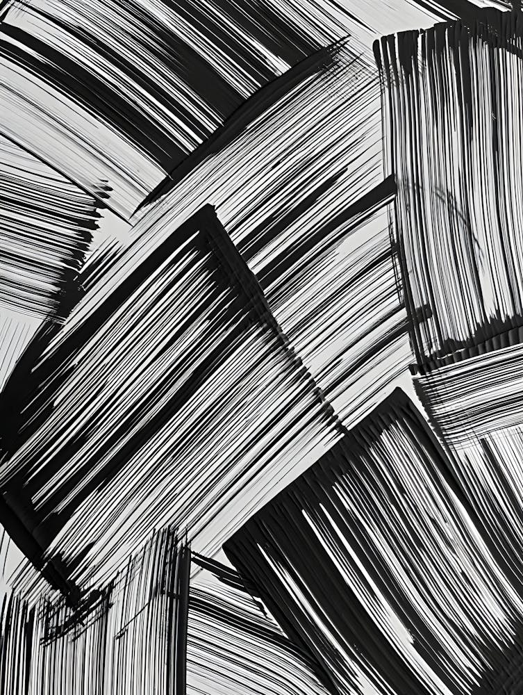 Abstract Motion – Dynamic Black and White Brushstrokes