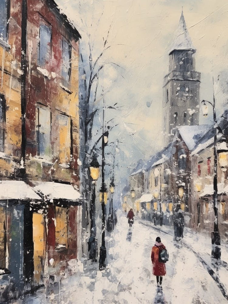 Vintage Winter Painting Nottingham United Kingdom 3