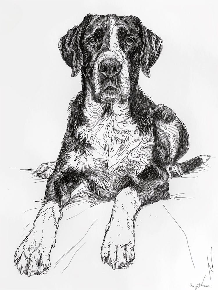 Grosser Schweizer Sennenhund Strichskizze 1