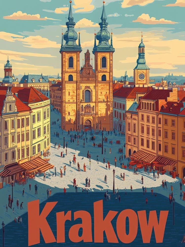 Aihrgdesign A Classic 1960s Travel Poster For Krakow 3