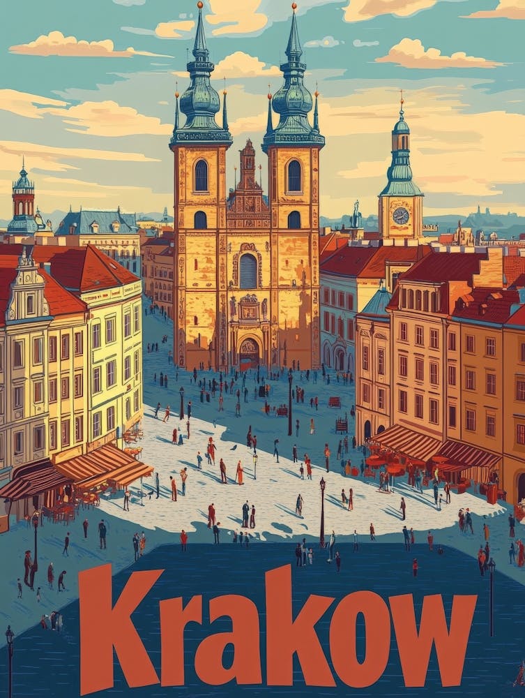 Aihrgdesign A Classic 1960s Travel Poster For Krakow 3