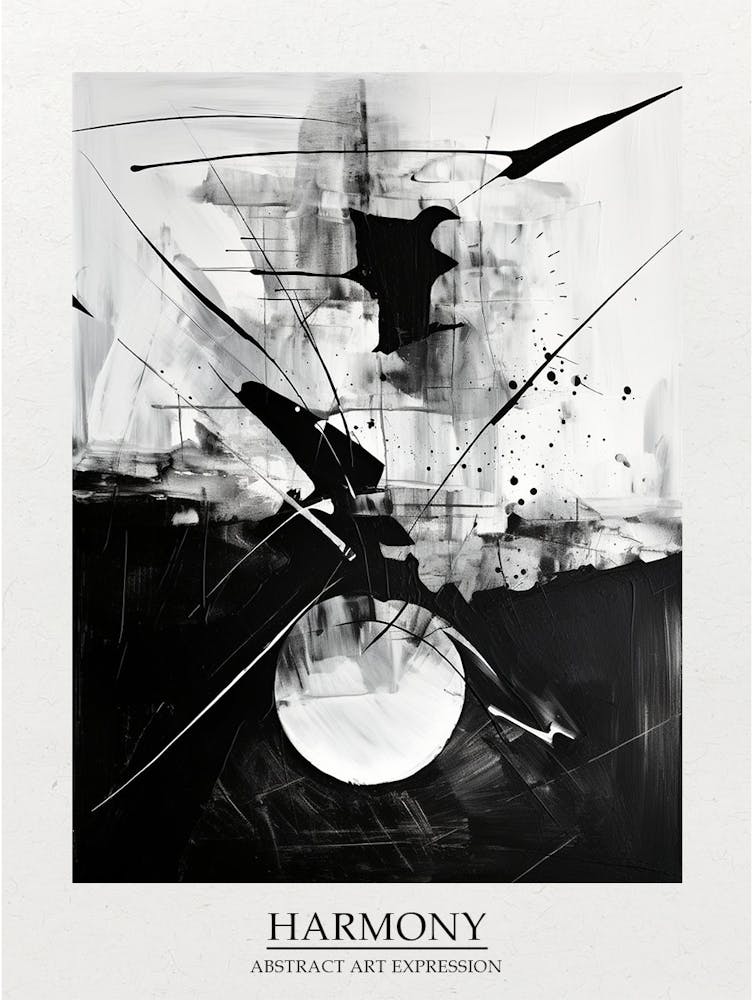 Harmony Abstract Black And White 8 Poster