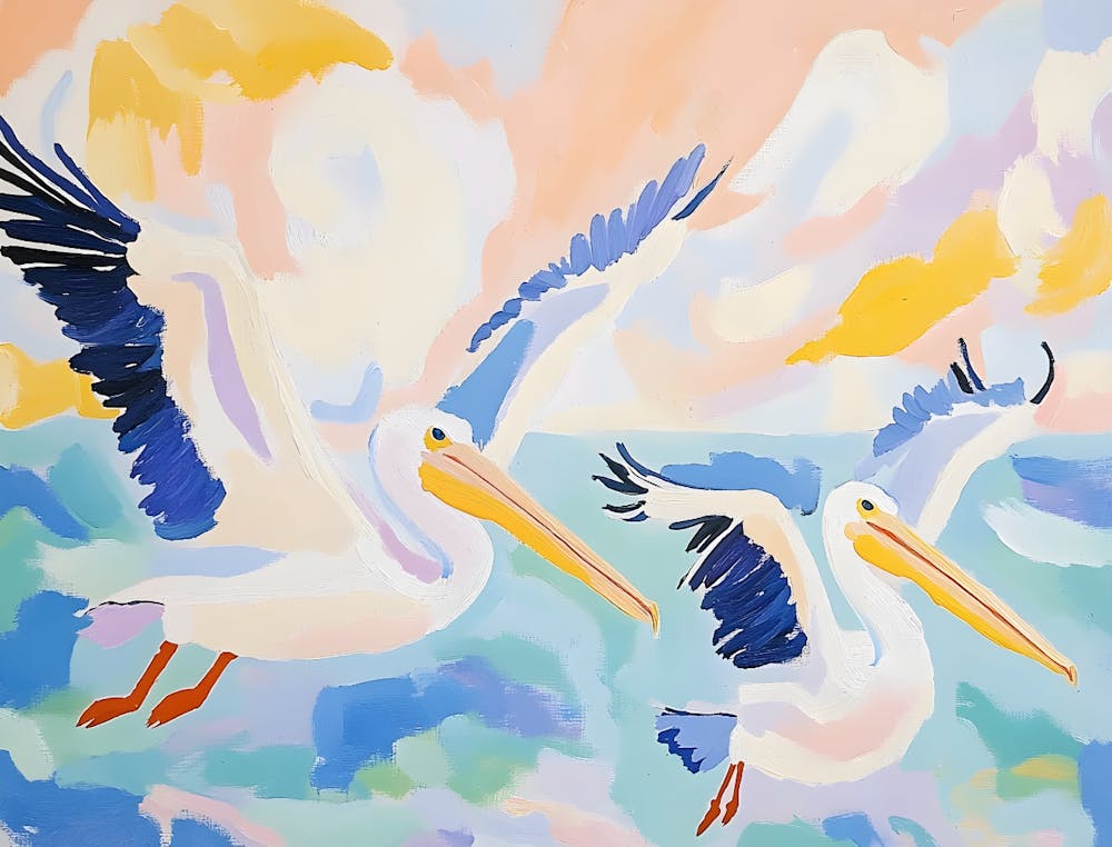 Pelicans In Flight