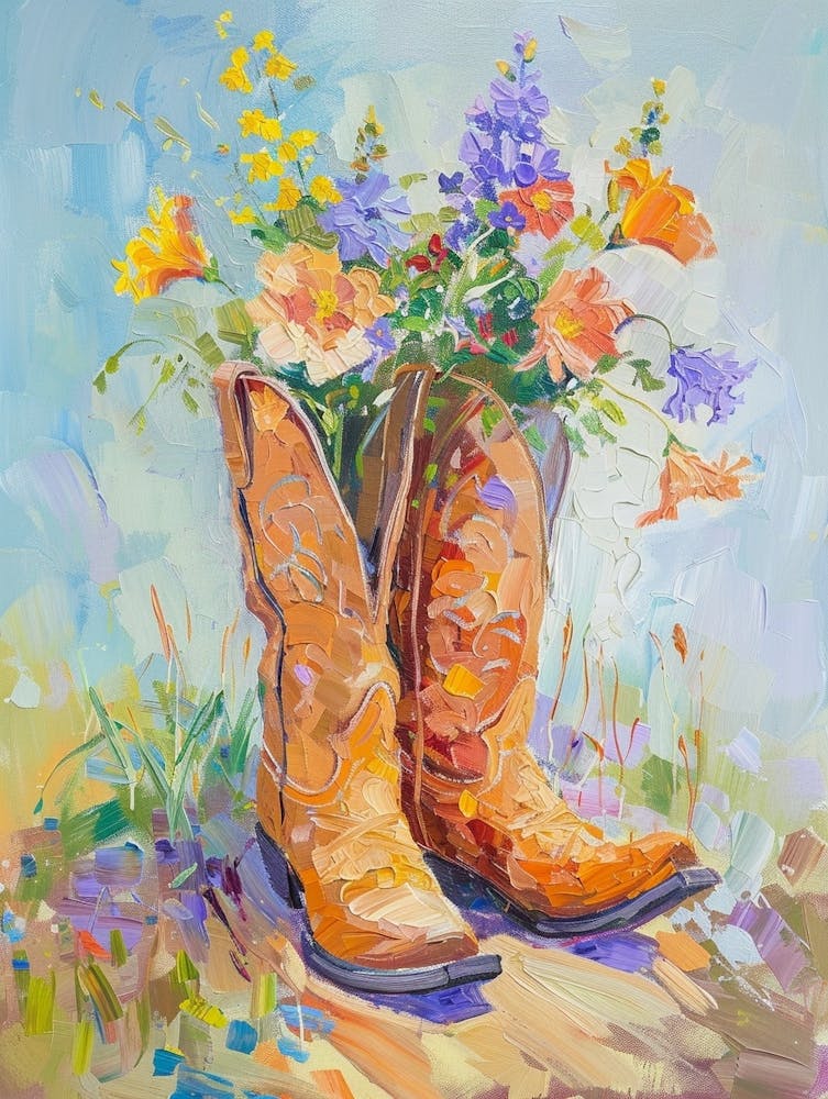 Cowboy Boots And Wildflowers Tall Bellflowers
