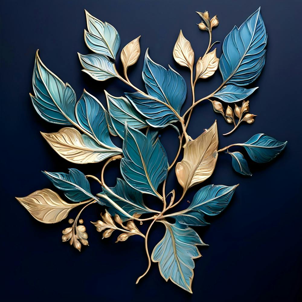 Blue And Gold Leaves 1