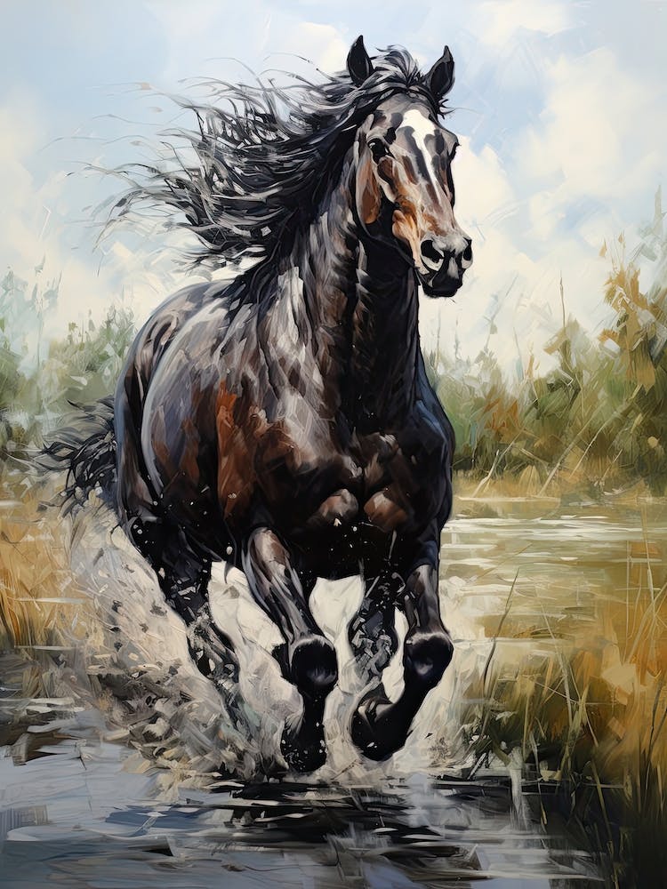 A Horse Painting In The Style Of Acrylic Painting 1