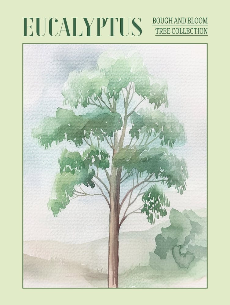 Eucalyptus Tree Atmospheric Watercolour Painting 1 Poster
