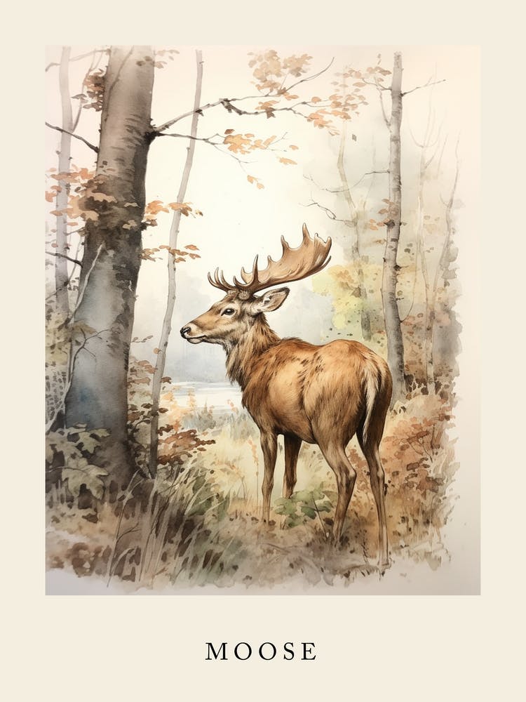 Beatrix Potter Inspired  Animal Watercolour Moose 4