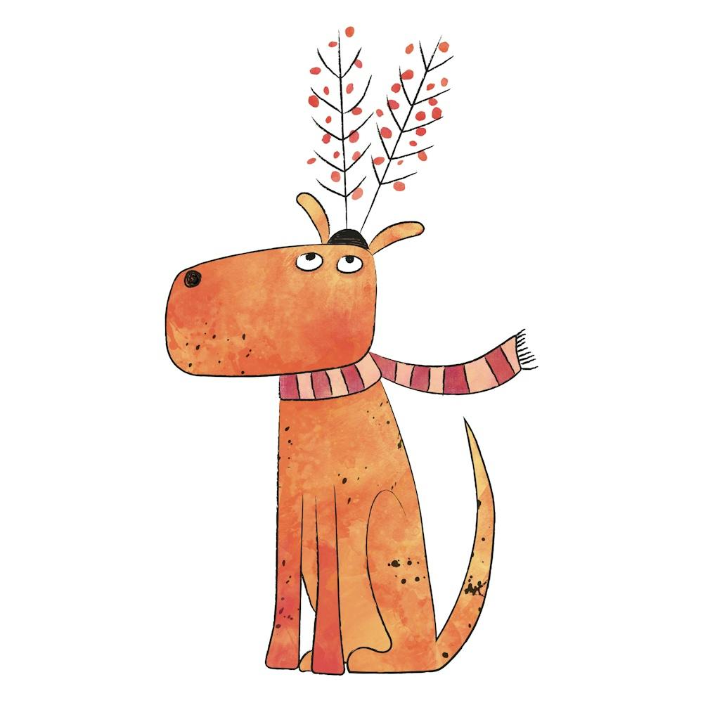 Dog in a Reindeer Hat