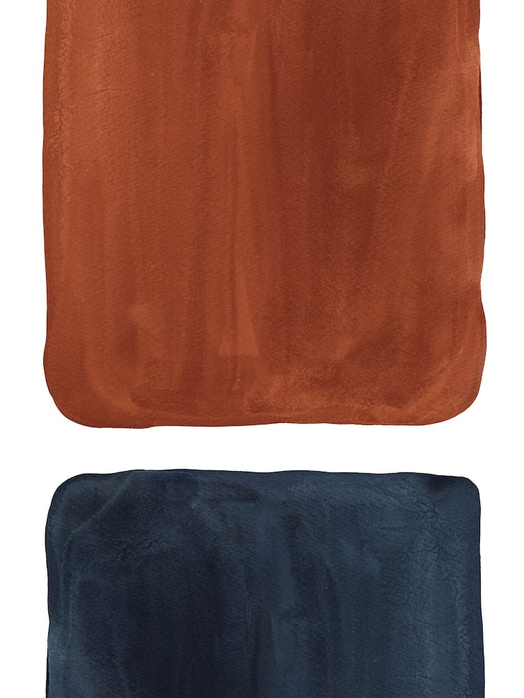 Terracotta and navy watercolor shapes