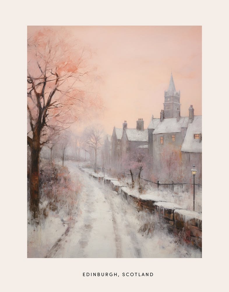 Dreamy Winter Painting Poster Edinburgh Scotland 2
