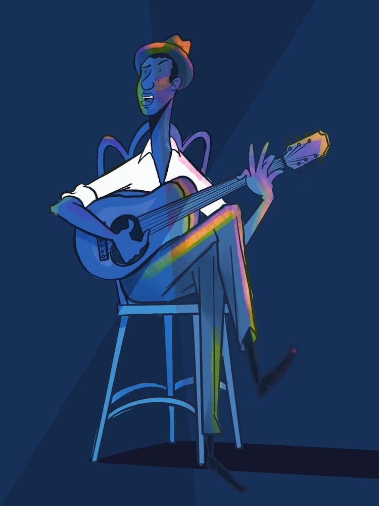 Blues Man Playing Guitar