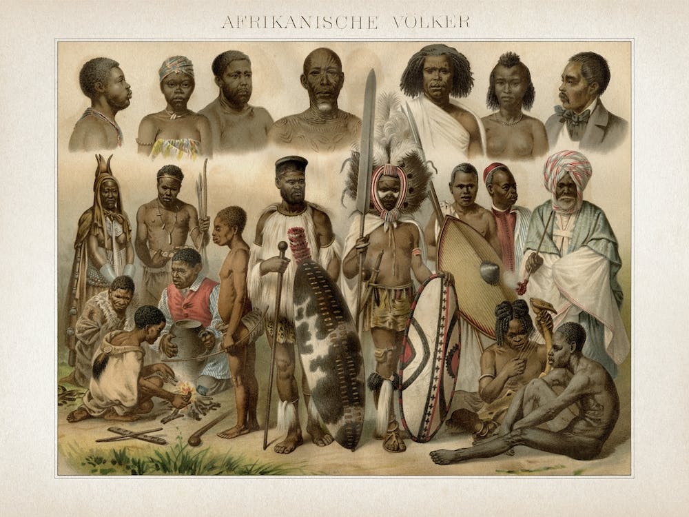 Vintage Brockhaus 4 Völker Afrikanisch