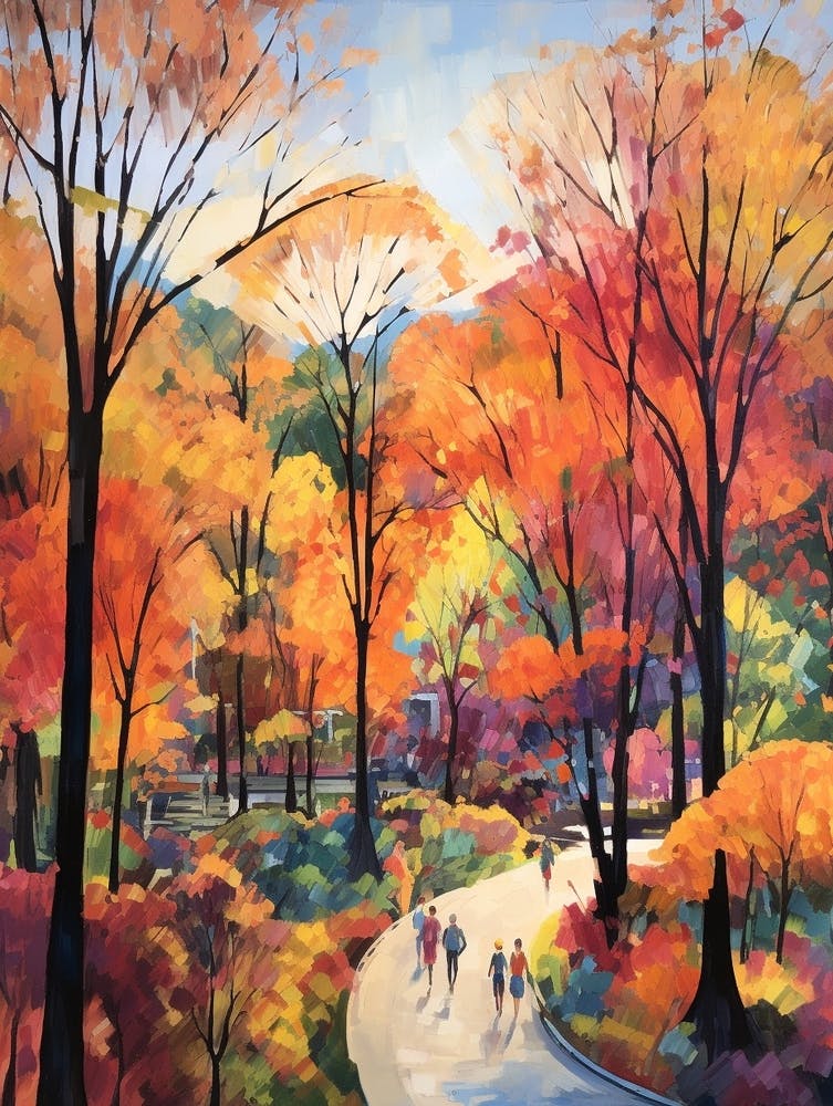Autumn City Park Painting Central Park New York City 1