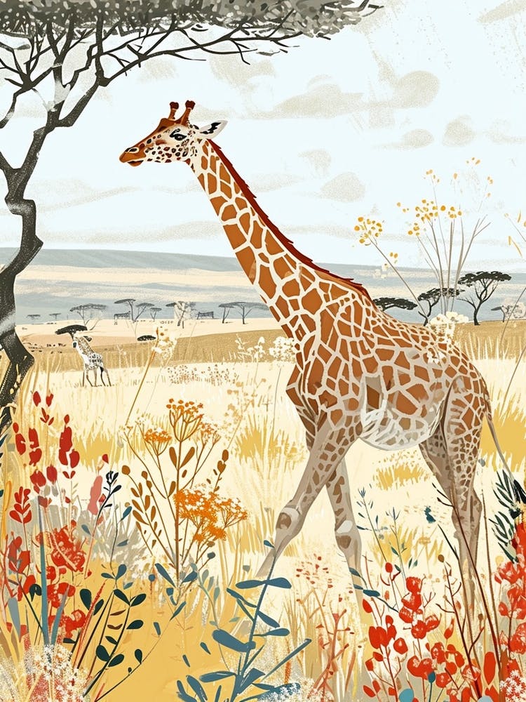 Storybook Style Illustration Of A Giraffe 4
