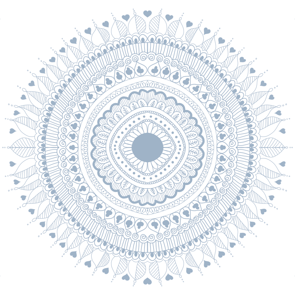Beautiful detailed simple light grey blue ornamental mandala