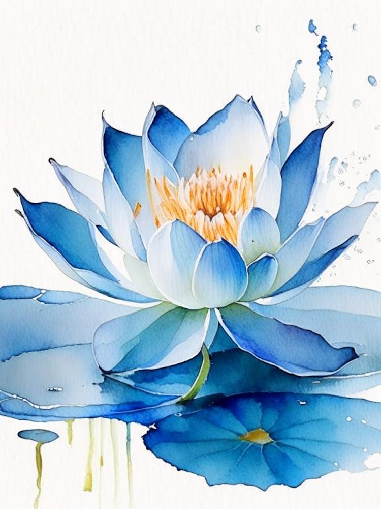 Blue Lotus Watercolour 5