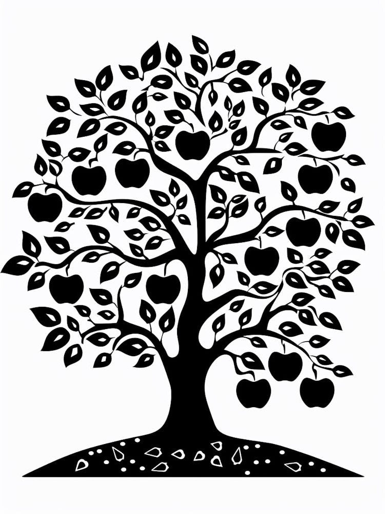 Apple Tree Simple Geometric Nature Stencil 2
