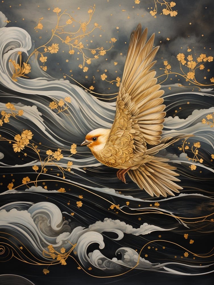American Goldfinch 2 Gold Detail Painting