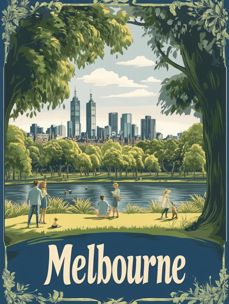 Aihrgdesign Ein klassisches Reiseposter aus den 1960ern für Melbourne 3