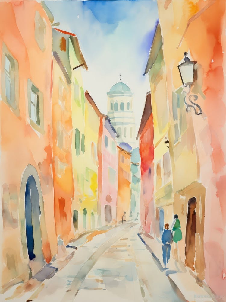 Piacenza, Italy Watercolour Streets 1