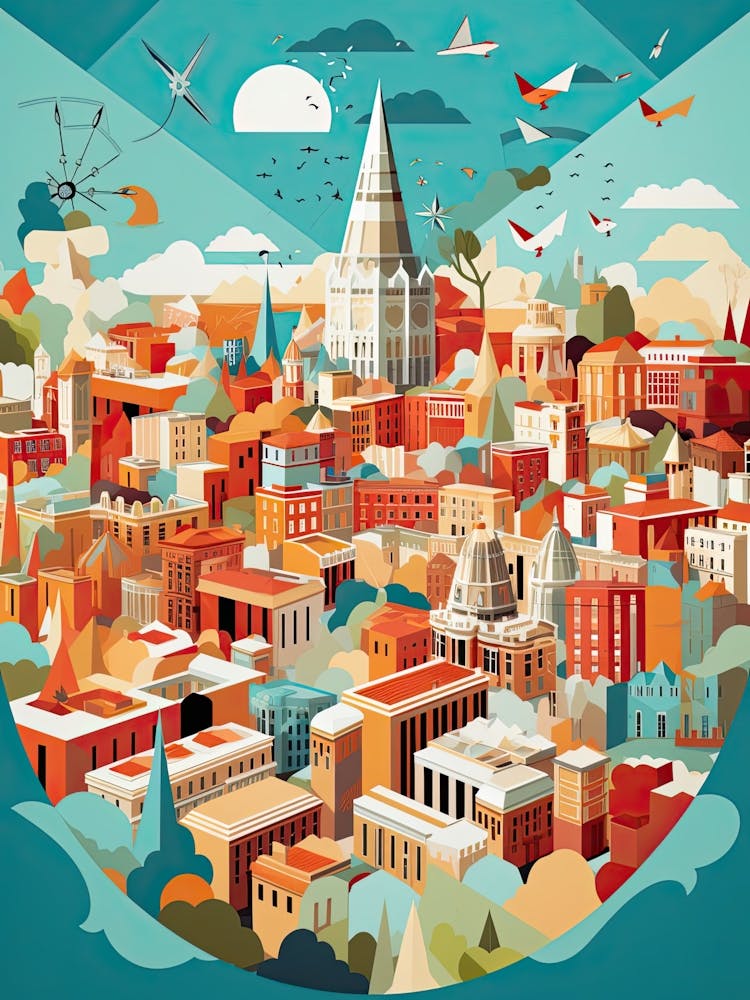 Madrid, Spain, Geometric Illustration 1