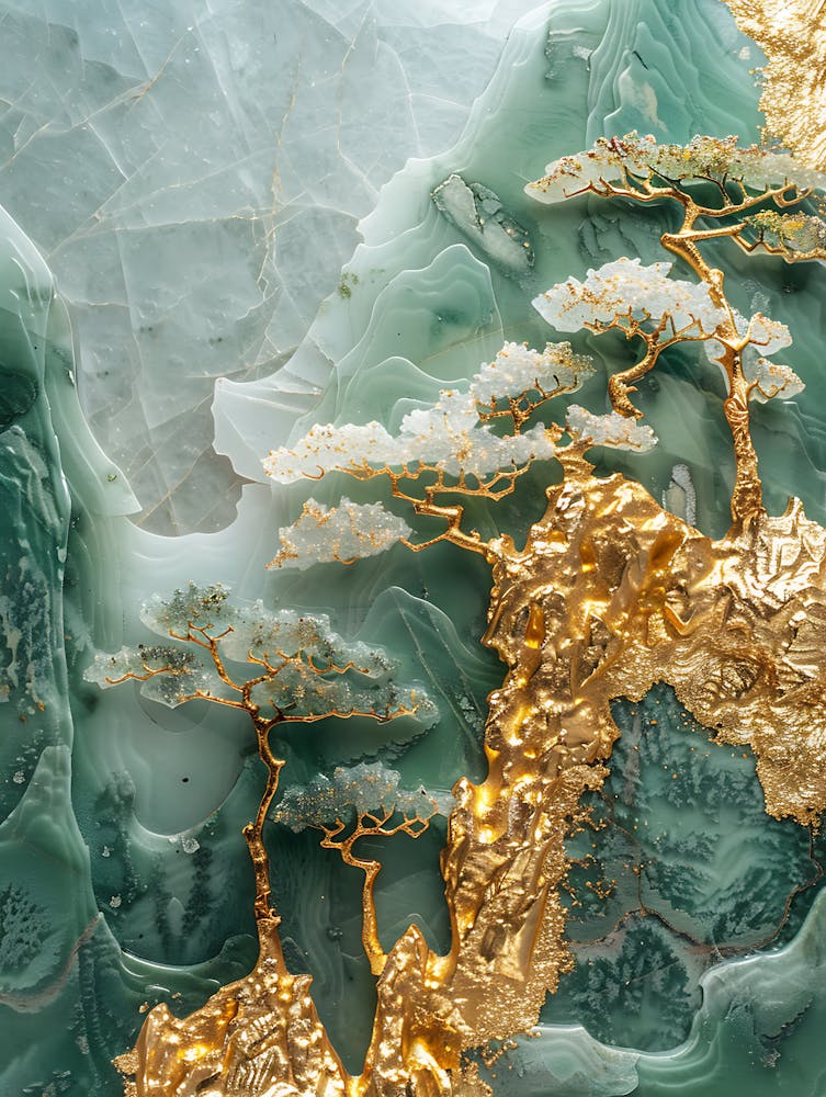 Gold Inlaid Jade Carving Scene 8