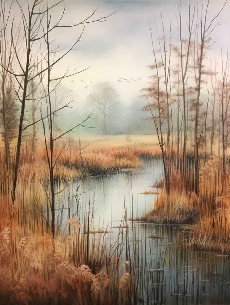 Autumn Forest Landscape Spreewald Biosphere Reserve Germnany