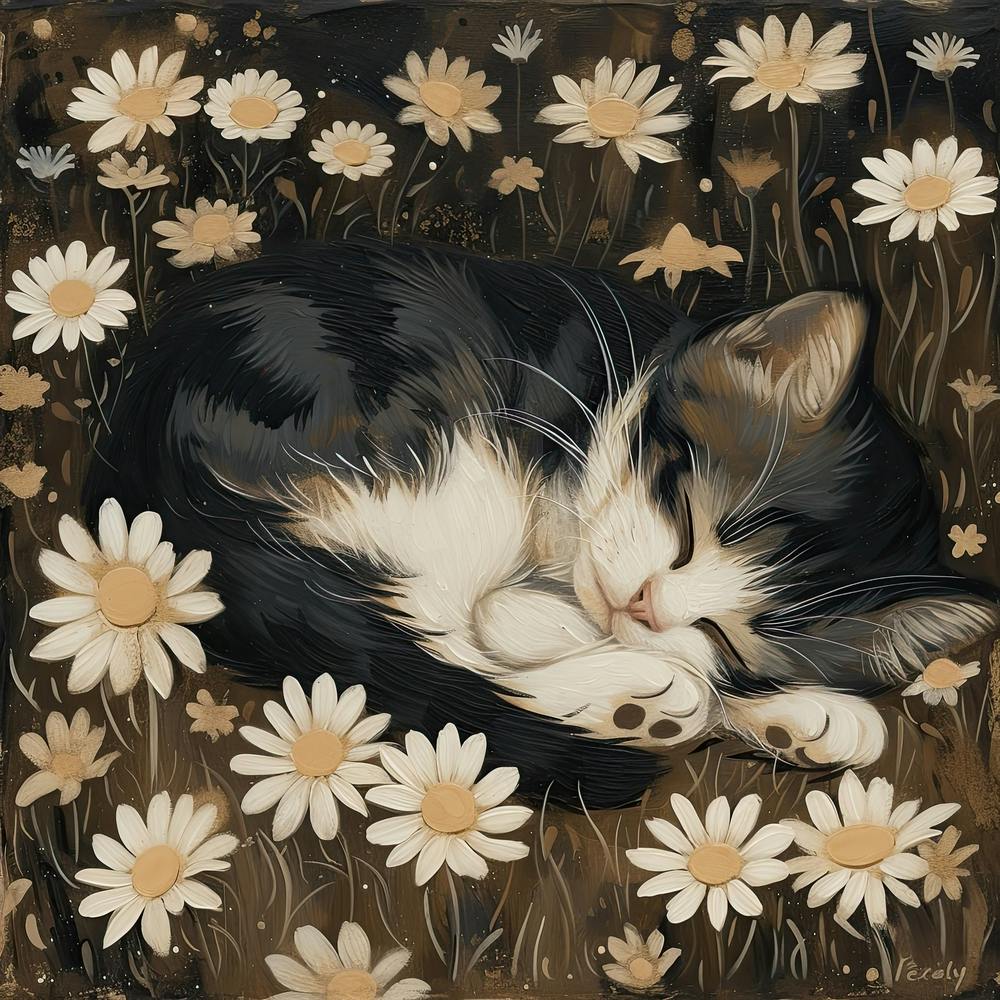 Sleeping Kitten Fairycore Painting 4