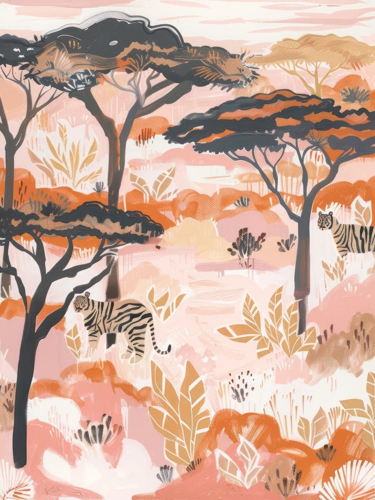 Tiger Pastell Dschungel Illustration 2