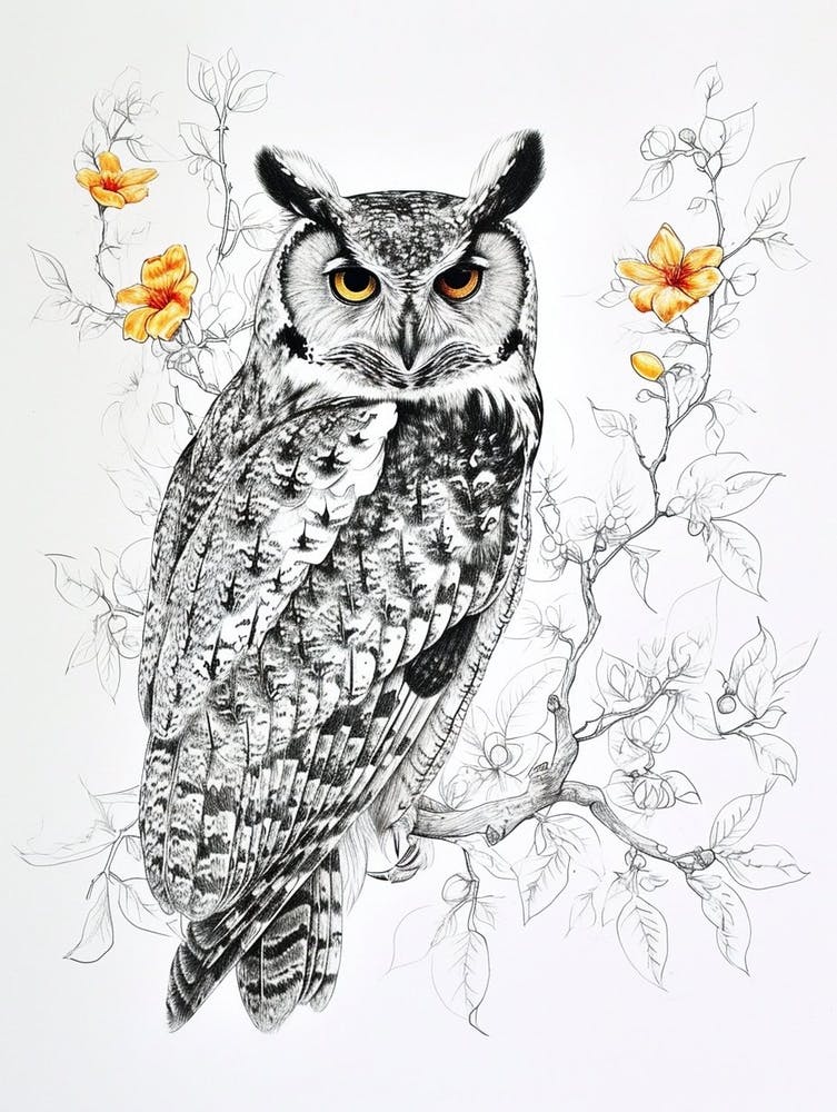 African Wood Owl Drawing 2