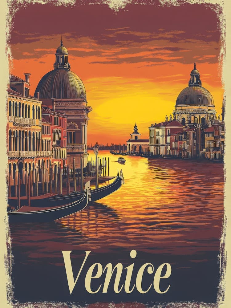 Aihrgdesign A Retro Travel Poster For Venice 2