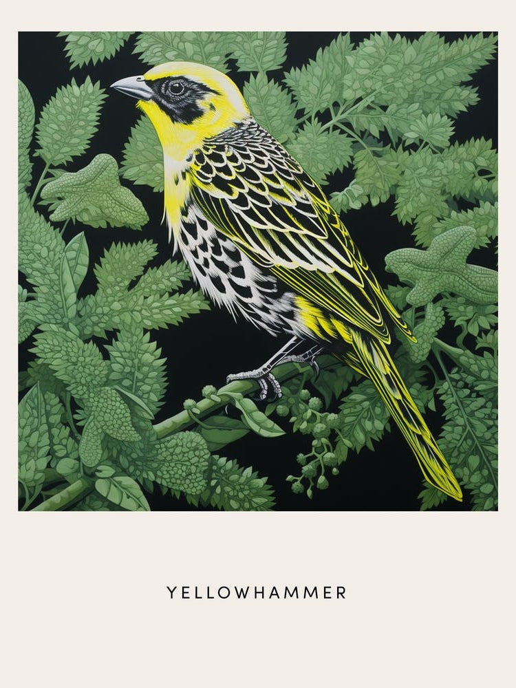 Ohara Koson Inspired Bird Painting Yellowhammer 1 Poster