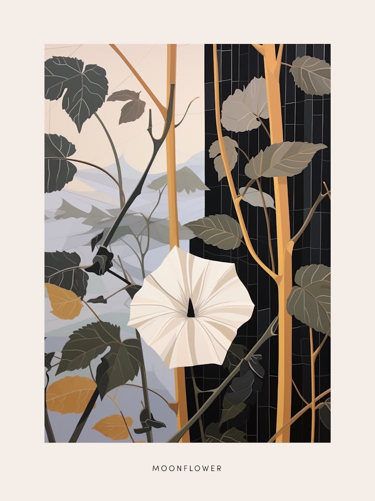 Flower Illustration Moonflower 2 Poster