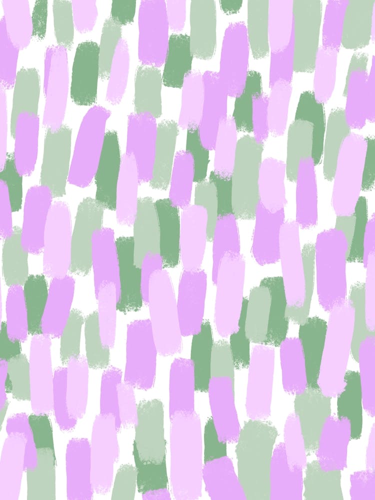 Lilac and Green Paint Brush Strokes Spring Summer Abstract