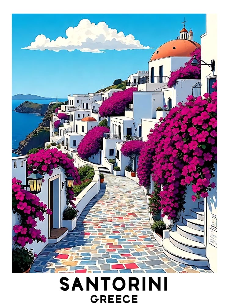 Santorini - Greece Vintage Reiseplakat 27