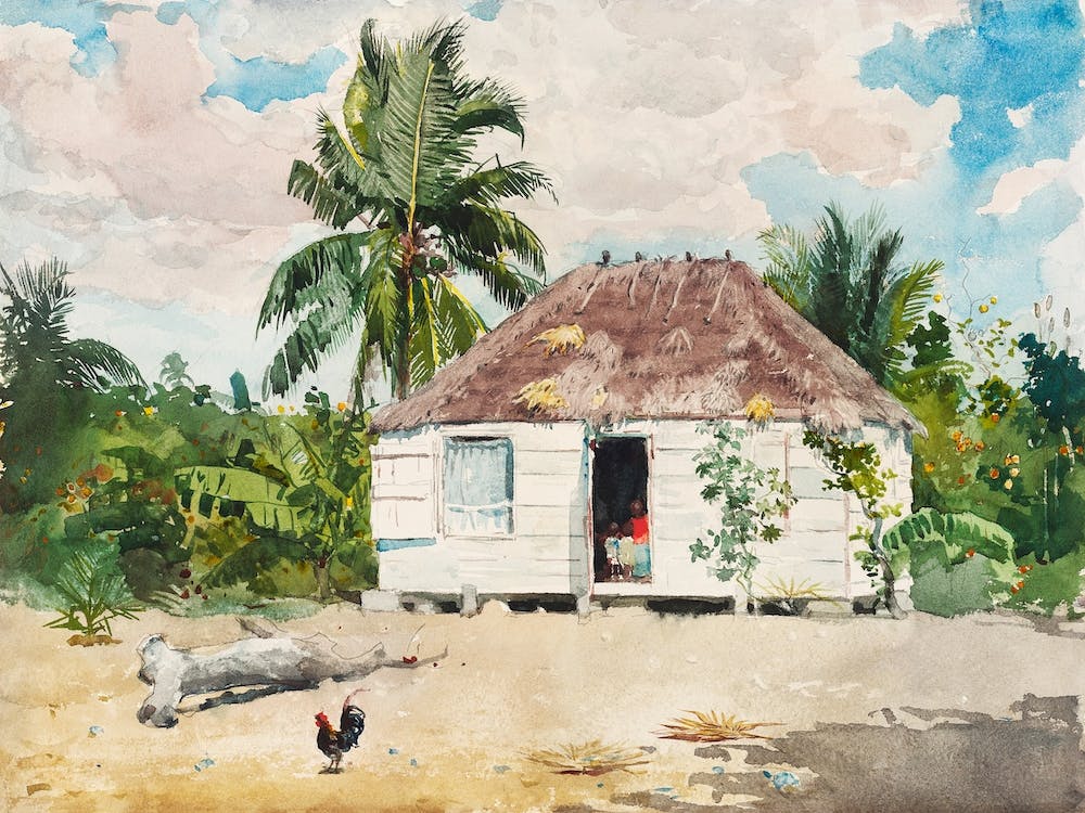 Native Hut At Nassau, Winslow Homer