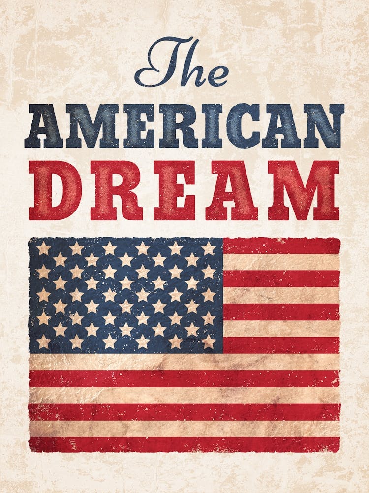 Retro poster of the American dream with vintage USA flag