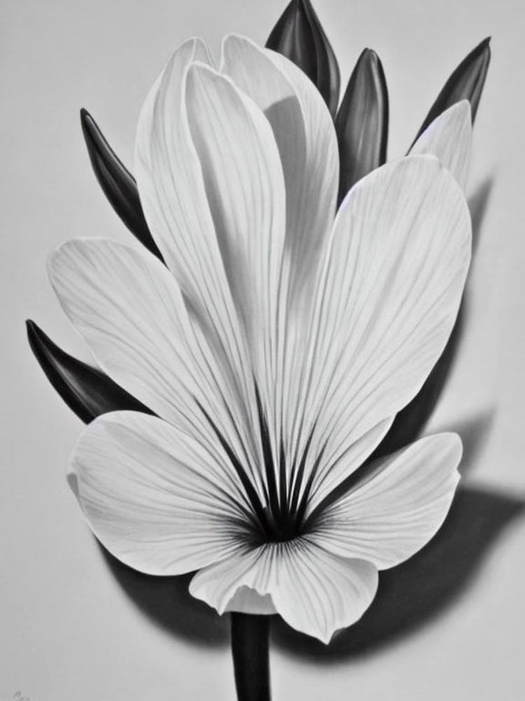Crocus B&W Pencil 1 Flower
