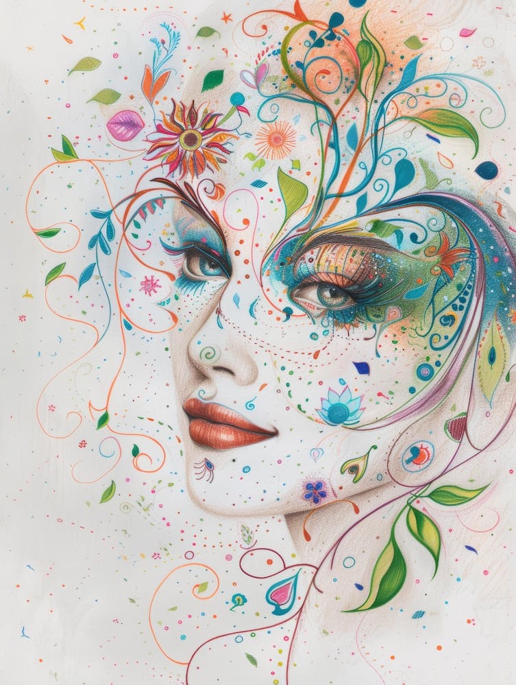 Woman With Flowers On Her Face 1