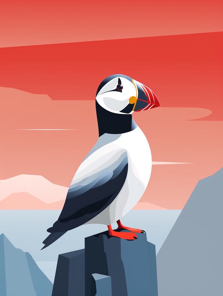 Minimalist Puffin 2 Illustration