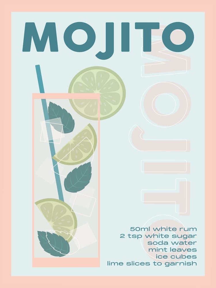 Blue And Peach Mojito Cocktail