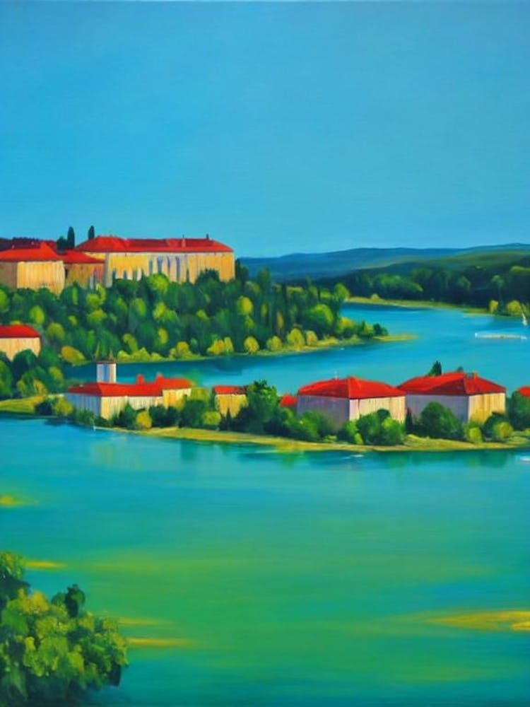 Krka National Park Croatia Blue Oil Painting 2 