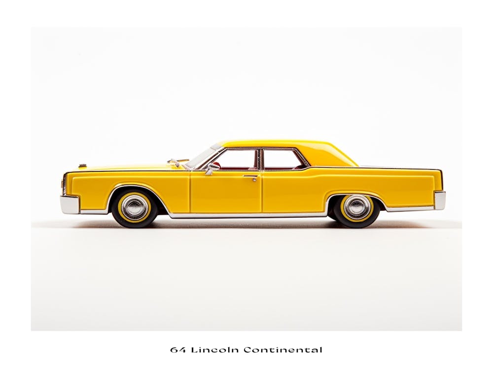Spielzeugauto 64 Lincoln Continental Gelbes Poster