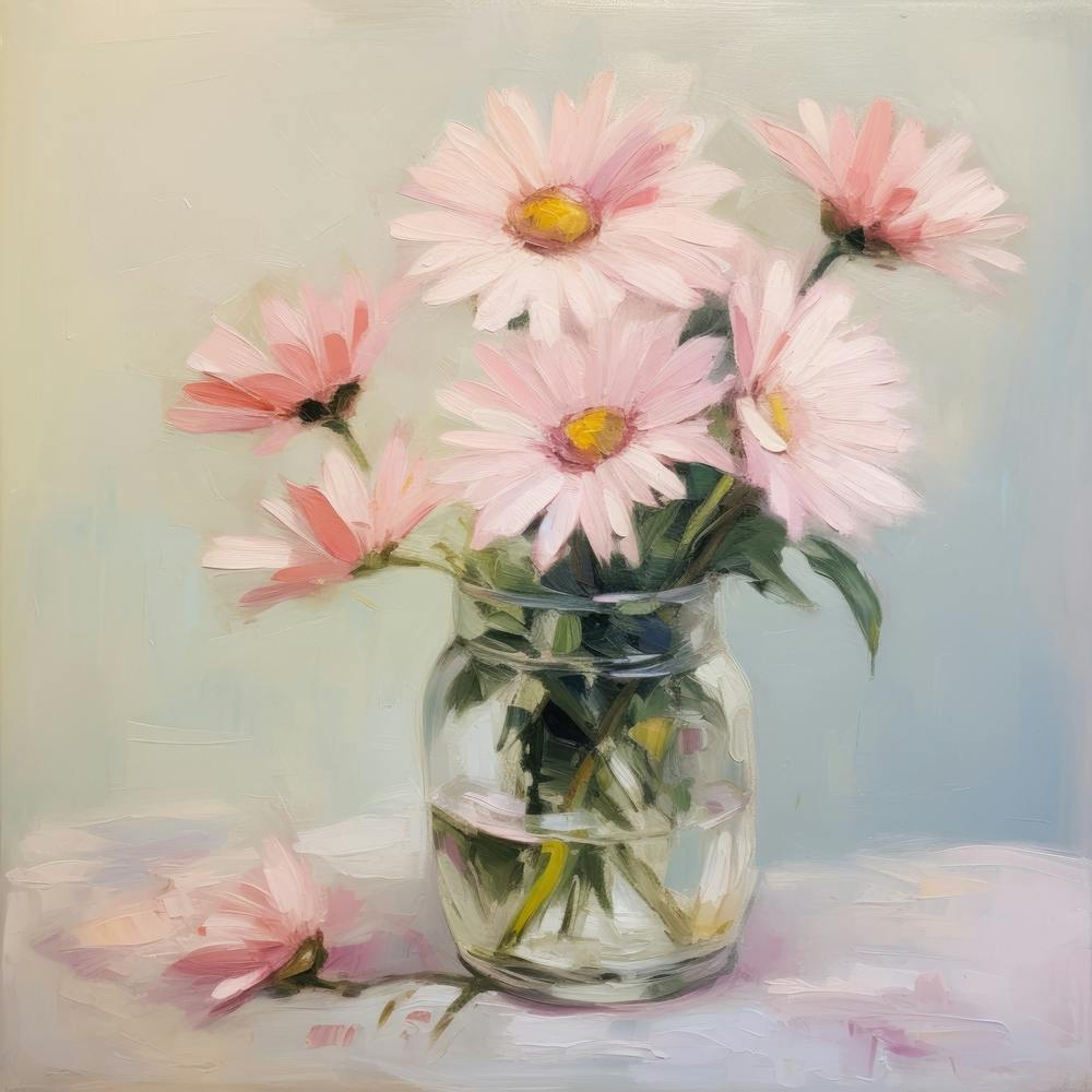 Pink Daisies In A Vase 1