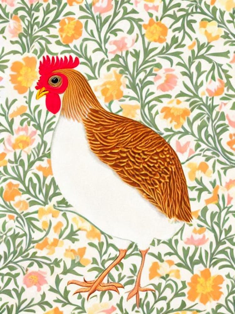 Chicken 2 William Morris Style Bird