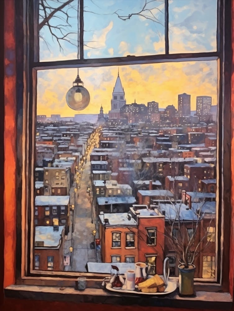 Winter Cityscape Boston Usa 2