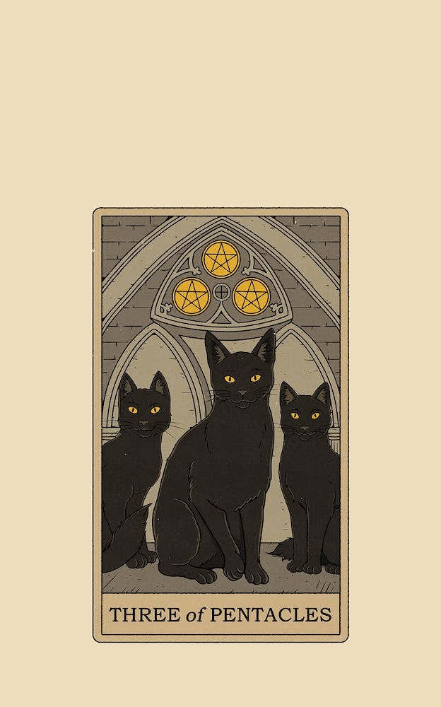 Three Of Pentacles   Cats Tarot