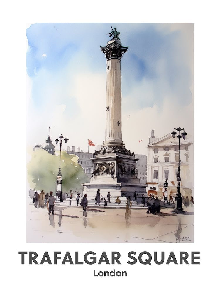Trafalgar Square, London 4 Watercolour Travel Poster