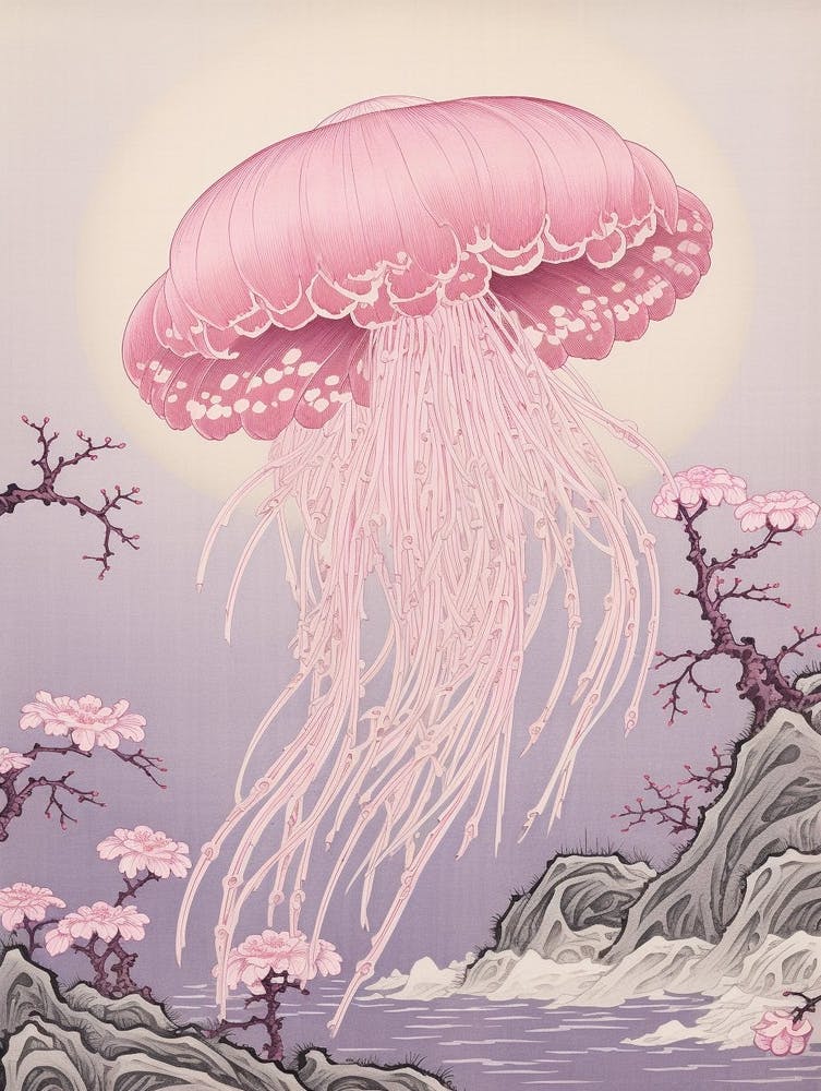 Mauve Stinger Jellyfish Japanese Style 3